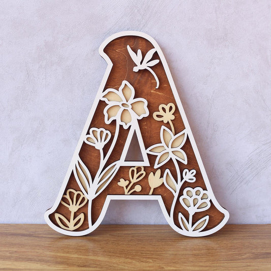Wildflower Nursery Name Sign - Floral Wall Letters - 3D Wooden Wall Art - Baby Girl Room Decor - Baby Shower Gift