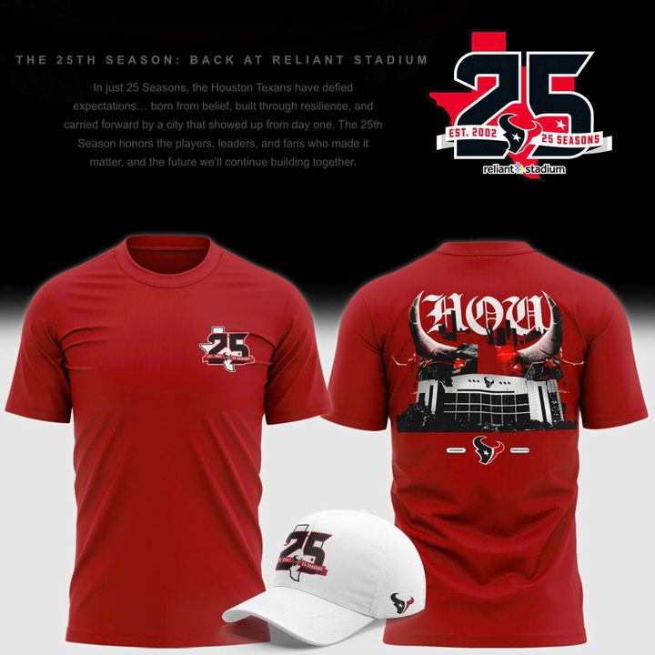Houston Texans 25th Season Anniversary Limted Premium T-shirt - Red