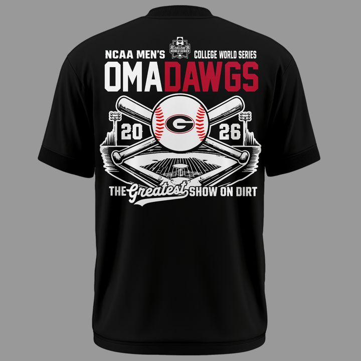 2.Limited Edition "Omadawgs" Black T-Shirt Georgia Baseball CWS2026