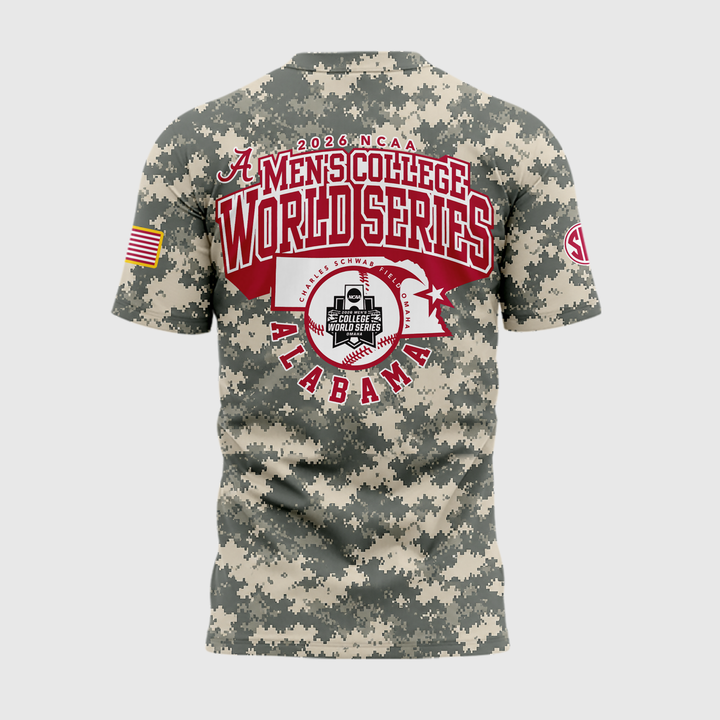 2.Alabama Crimson Tide 2026 Baseball College World Series OmaTide Camo T-Shirt