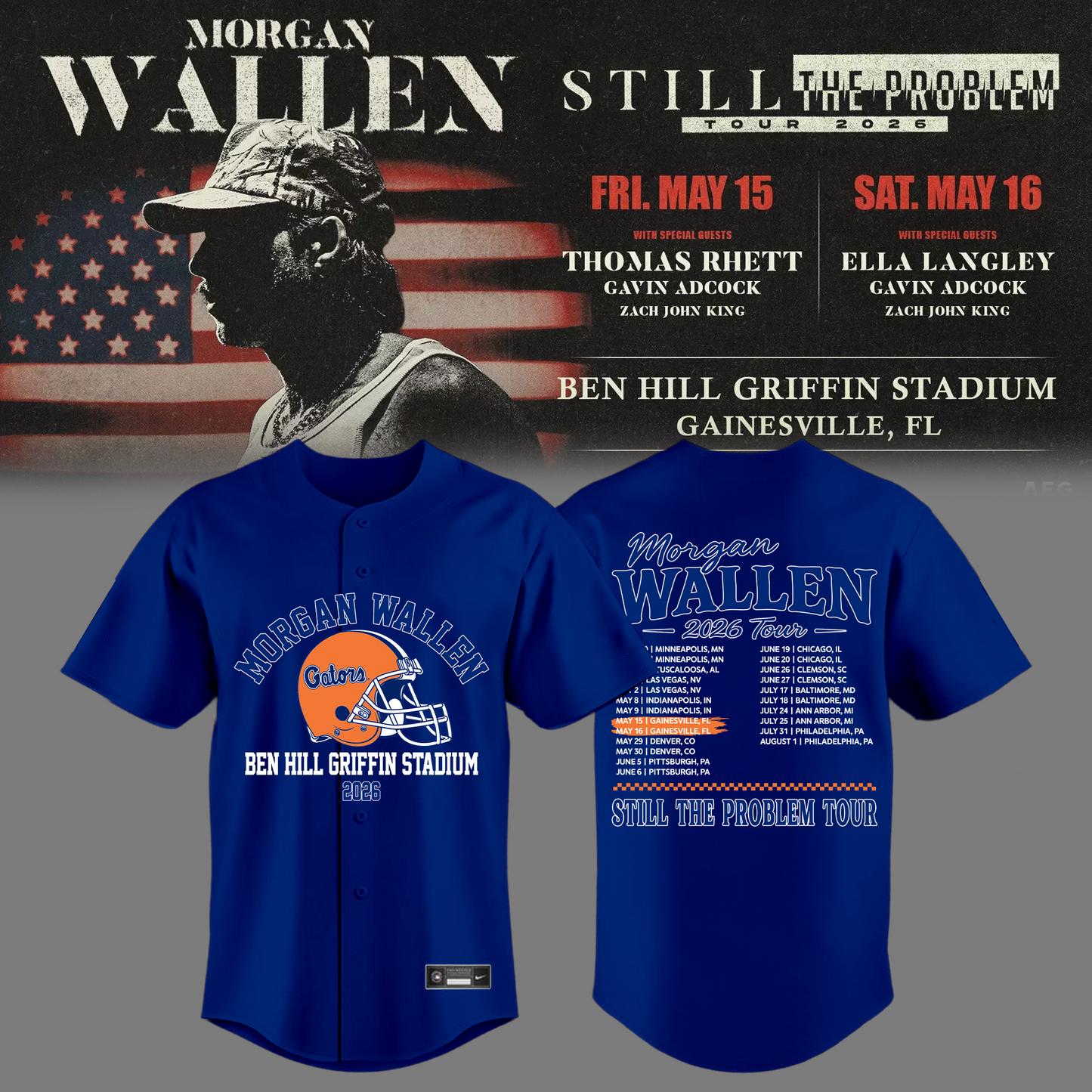 Limited Edition “Still The Problem Tour” At Ben Hill Griffin Stadium, Florida Gators Jersey