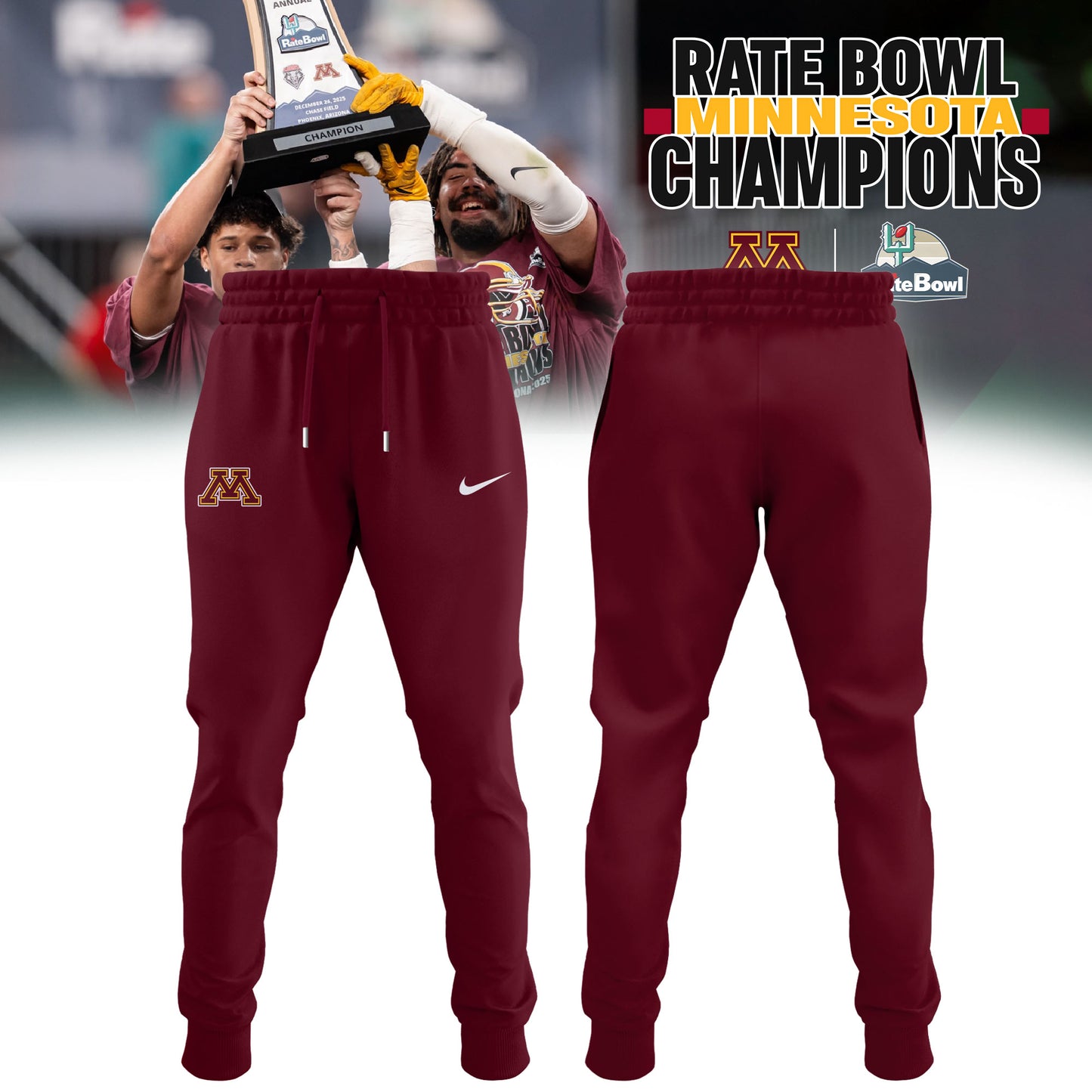 Minnesota Golden Gophers 2025 Rate Bowl Champions Hoodie