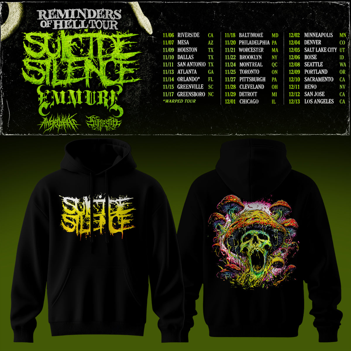 Suicide Silence Reminders Of Hell Tour Hoodie