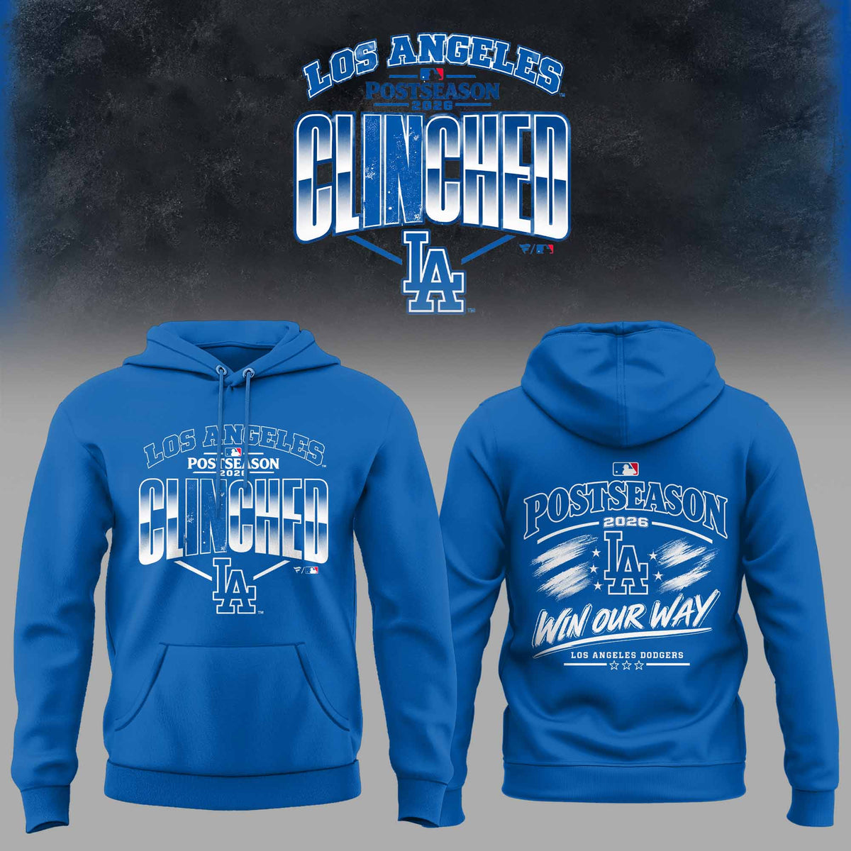 .Los Angeles Dodgers 2026 Postseason Clinched 3D All-Over Print Graphic Hoodie V2