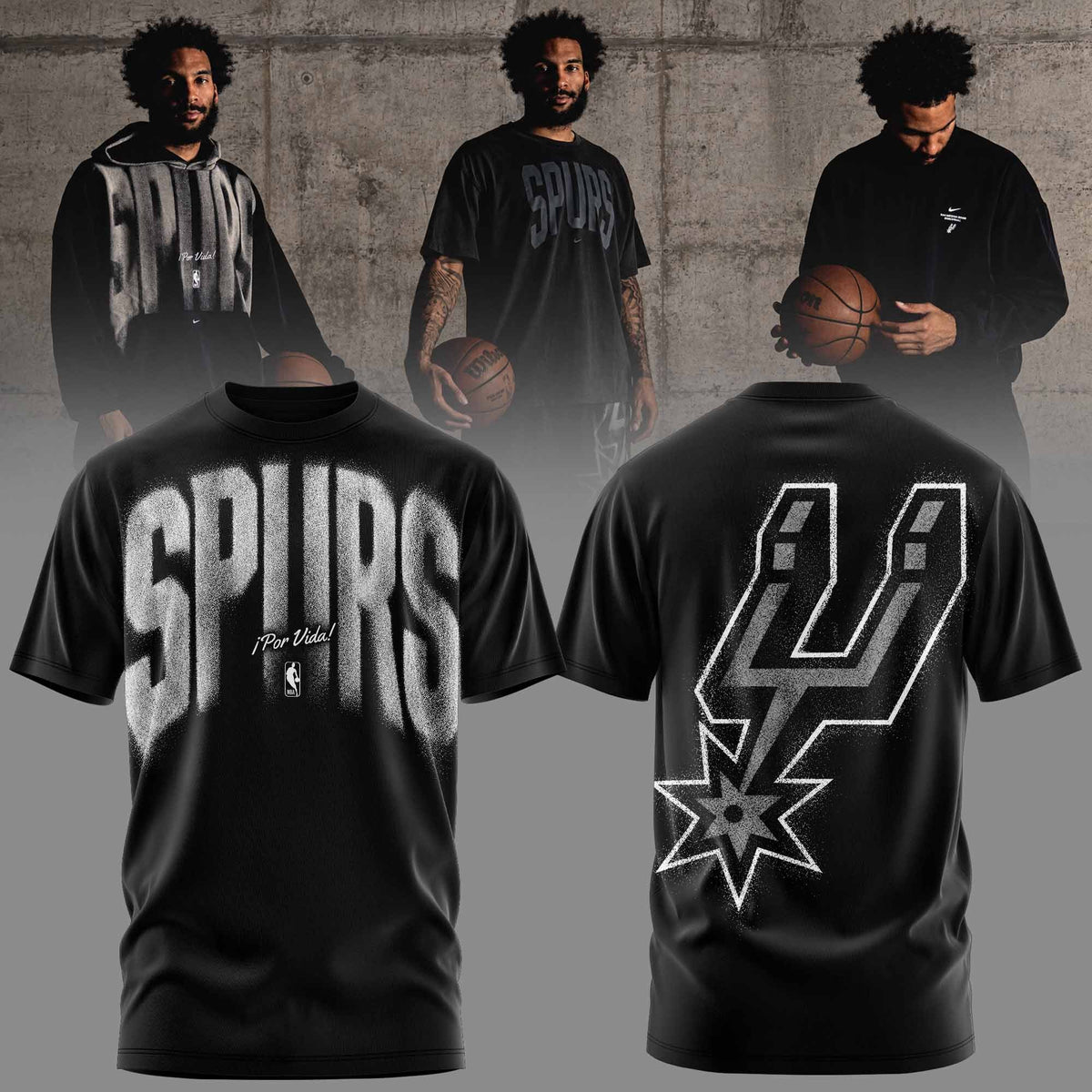 . San Antonio Spurs Apparel 3D All-Over Print Graphic T-Shirt V1