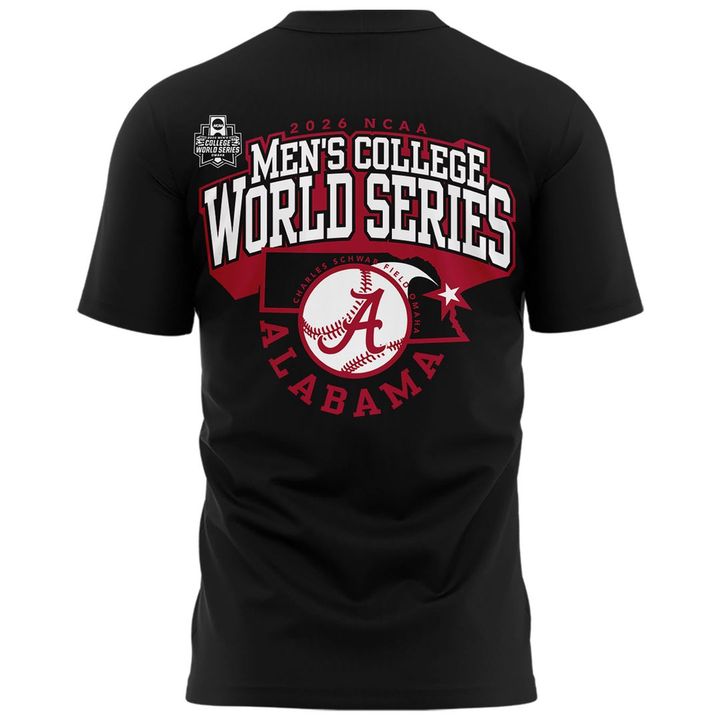 Limited edition Alabama Crimson Tide 2026 Baseball College World Series "OmaTide" T-Shirt Black.