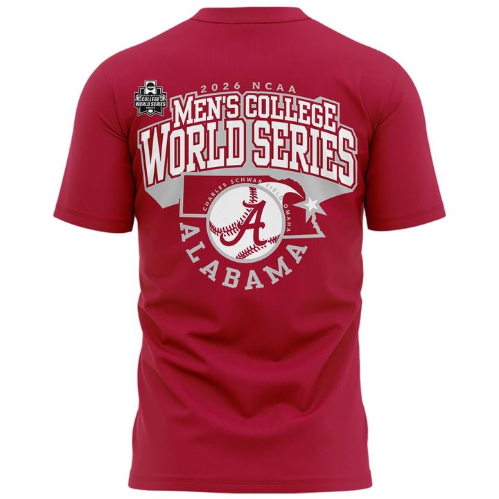 Limited edition Alabama Crimson Tide 2026 Baseball College World Series "OmaTide" T-Shirt Red.