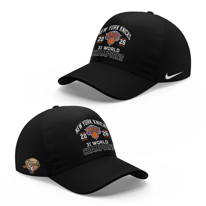 New York Knicks 2026 Champions 3-Time Champions Black T-Shirt