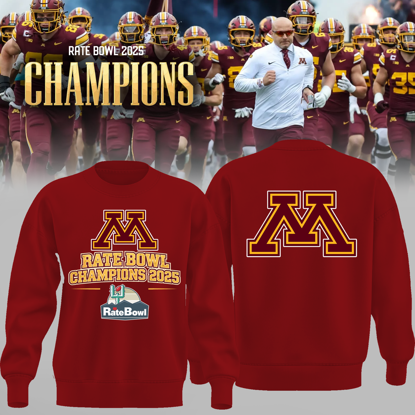Limited Edition Minnesota Golden Gophers Champions🏆 RATE BOWL Sweater