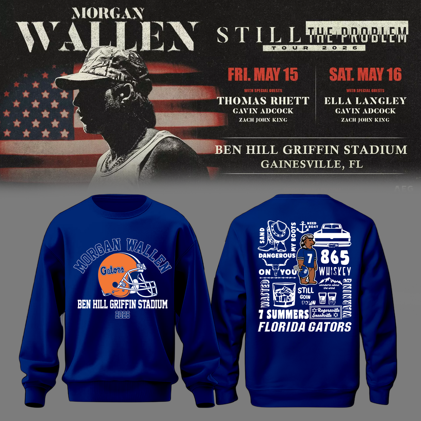 Limited Edition “Still The Problem Tour” At Ben Hill Griffin Stadium, Florida Gators Sweatshirt