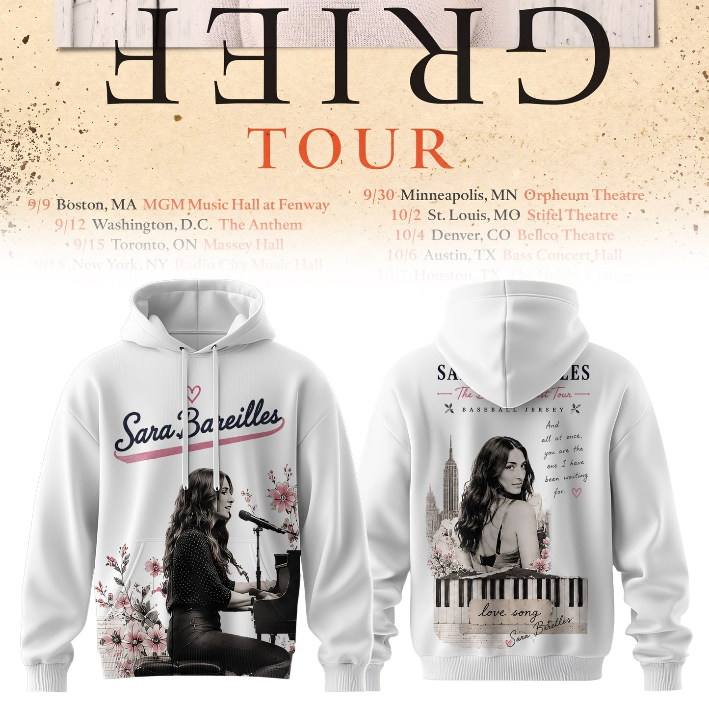 SARA BAREILLES “GOOD GRIEF” TOUR COLLECTION HOODIE