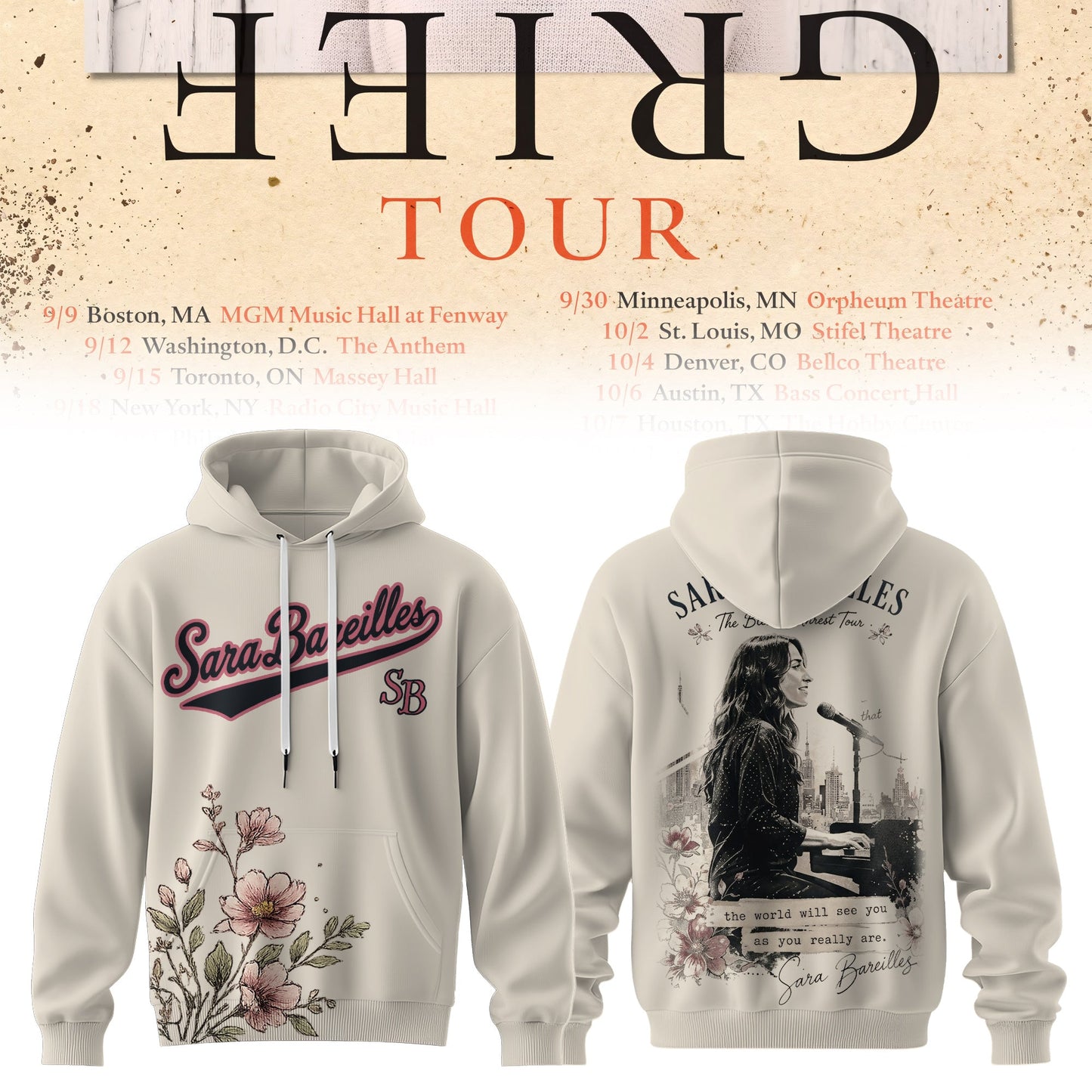 SARA BAREILLES “GOOD GRIEF” TOUR COLLECTION HOODIE