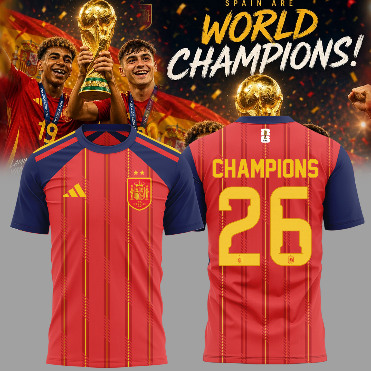 Limited Edition Spain National Football Team 2026 Wolrd Cup Champions Shirt