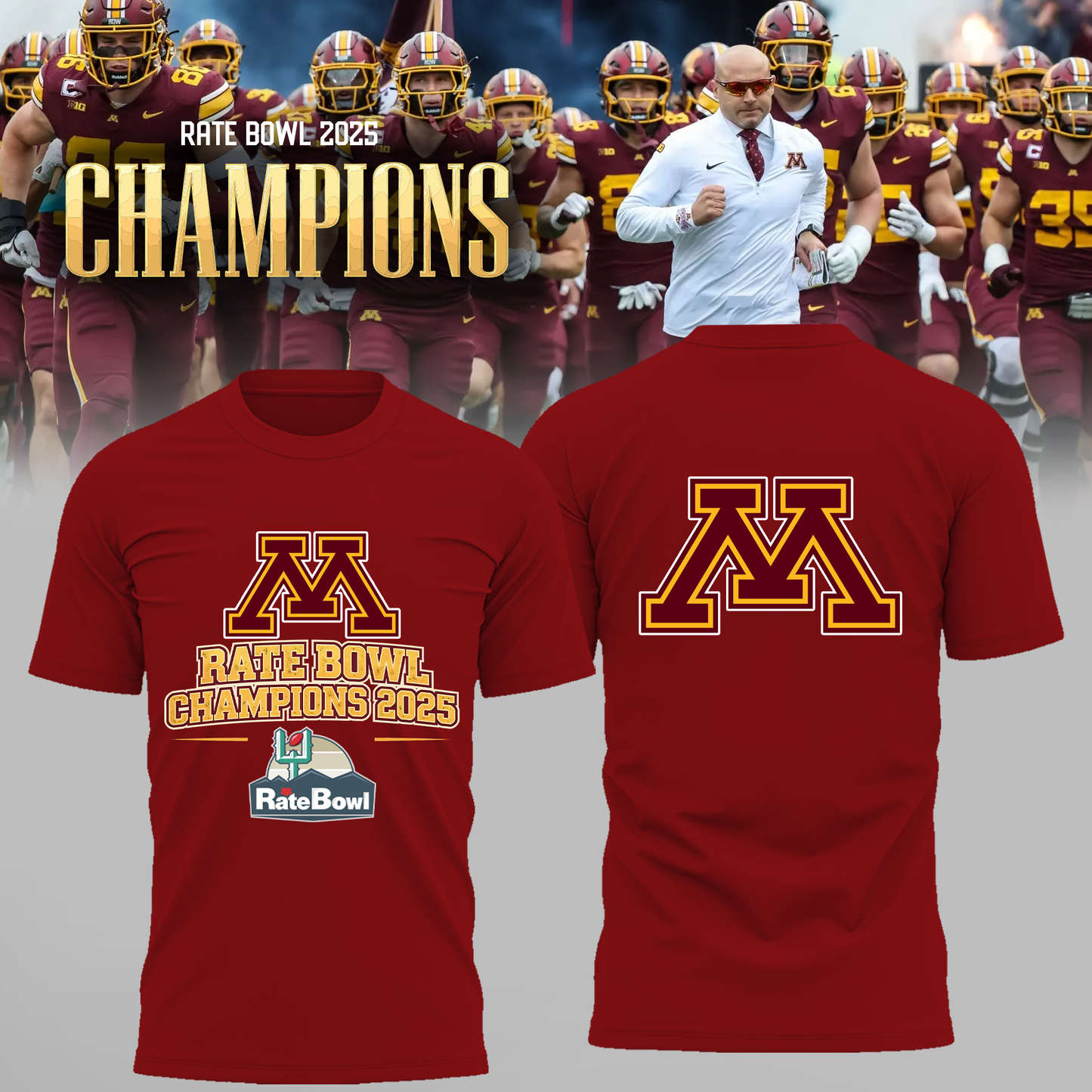 Limited Edition Minnesota Golden Gophers Champions🏆 RATE BOWL T-Shirt