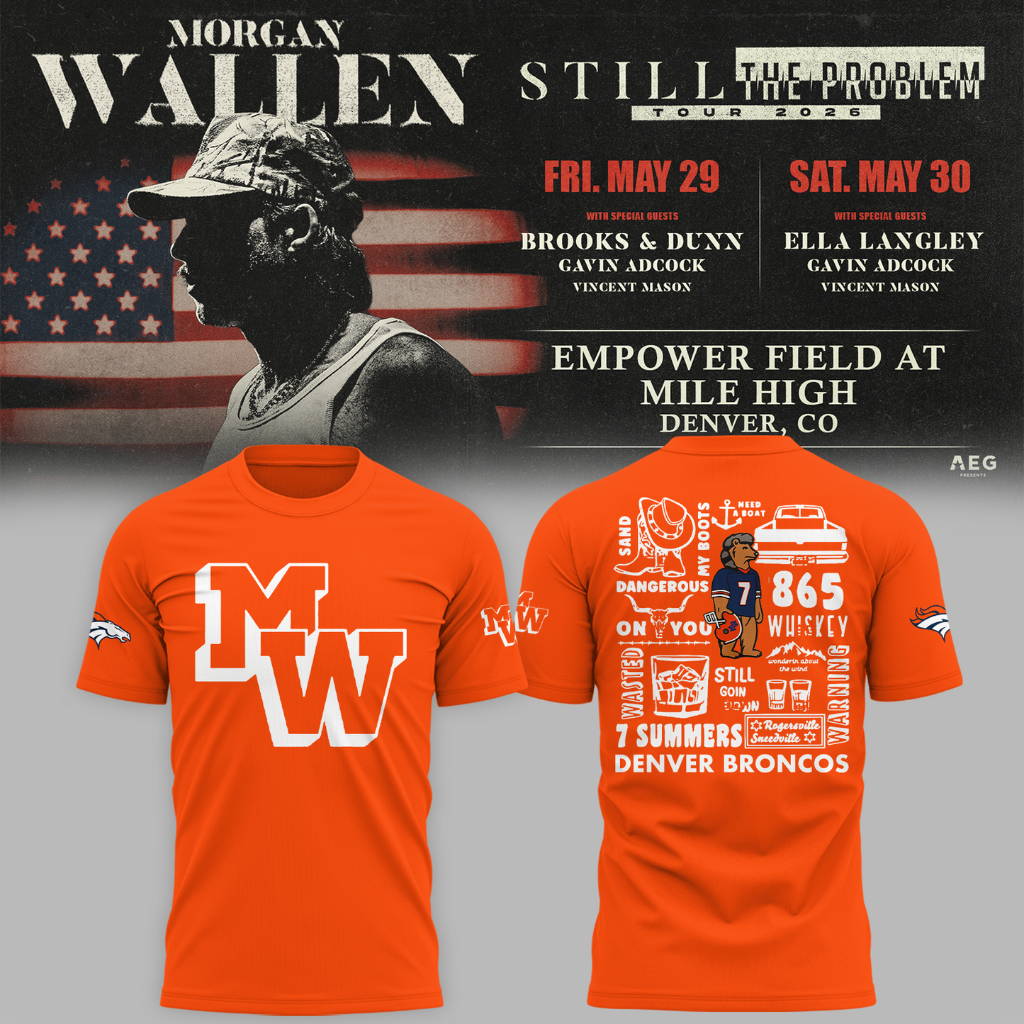 Limited Edition MWallen x Denver Broncos Tshirt 2026