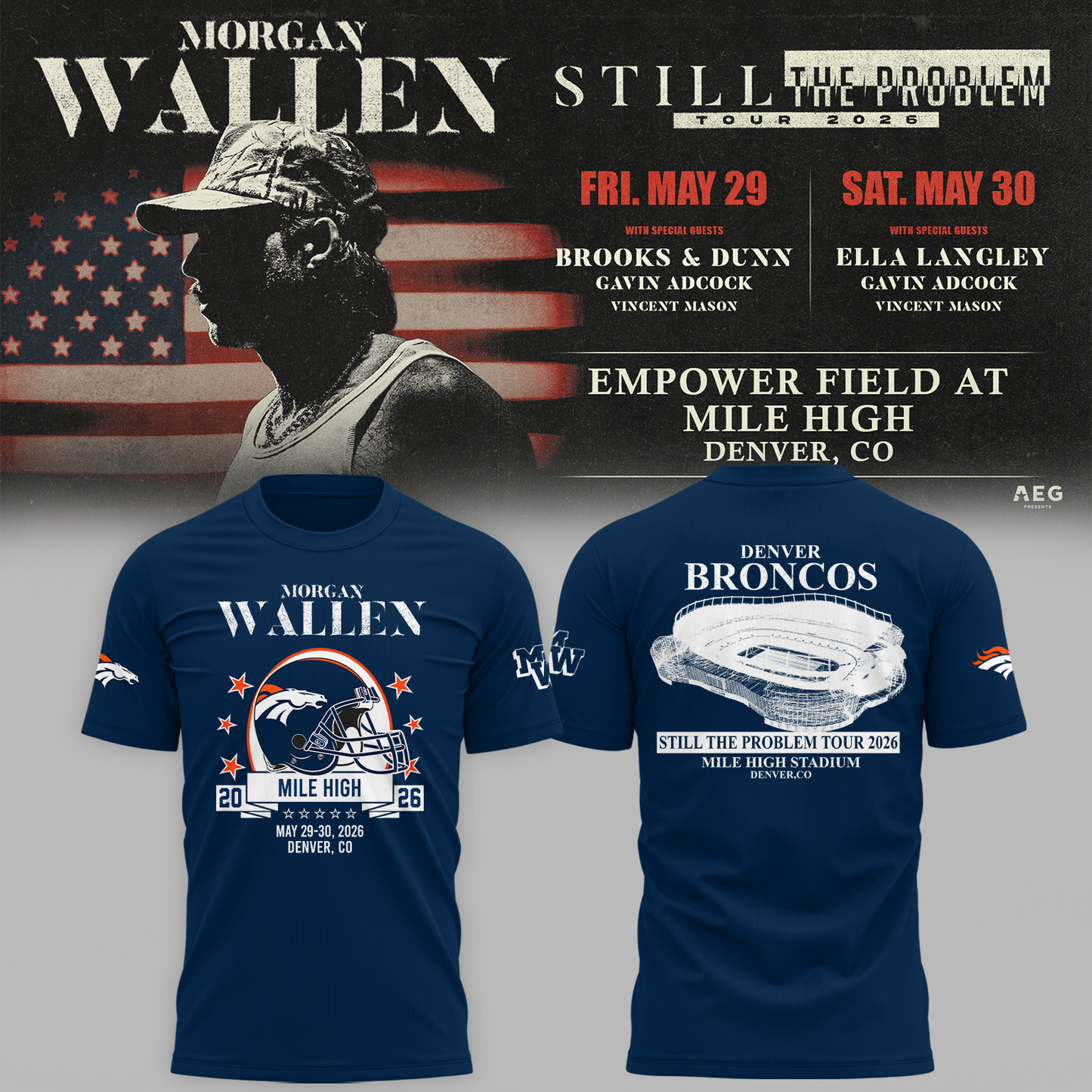 Limited Edition MWallen x Denver Broncos Tshirt 2026
