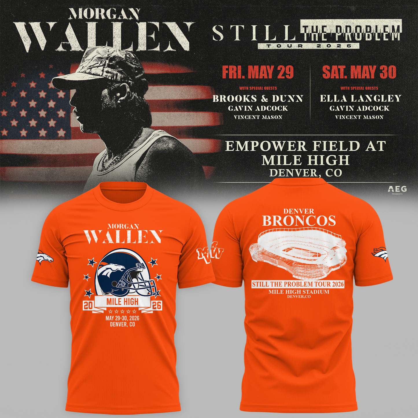 Limited Edition MWallen x Denver Broncos Tshirt 2026
