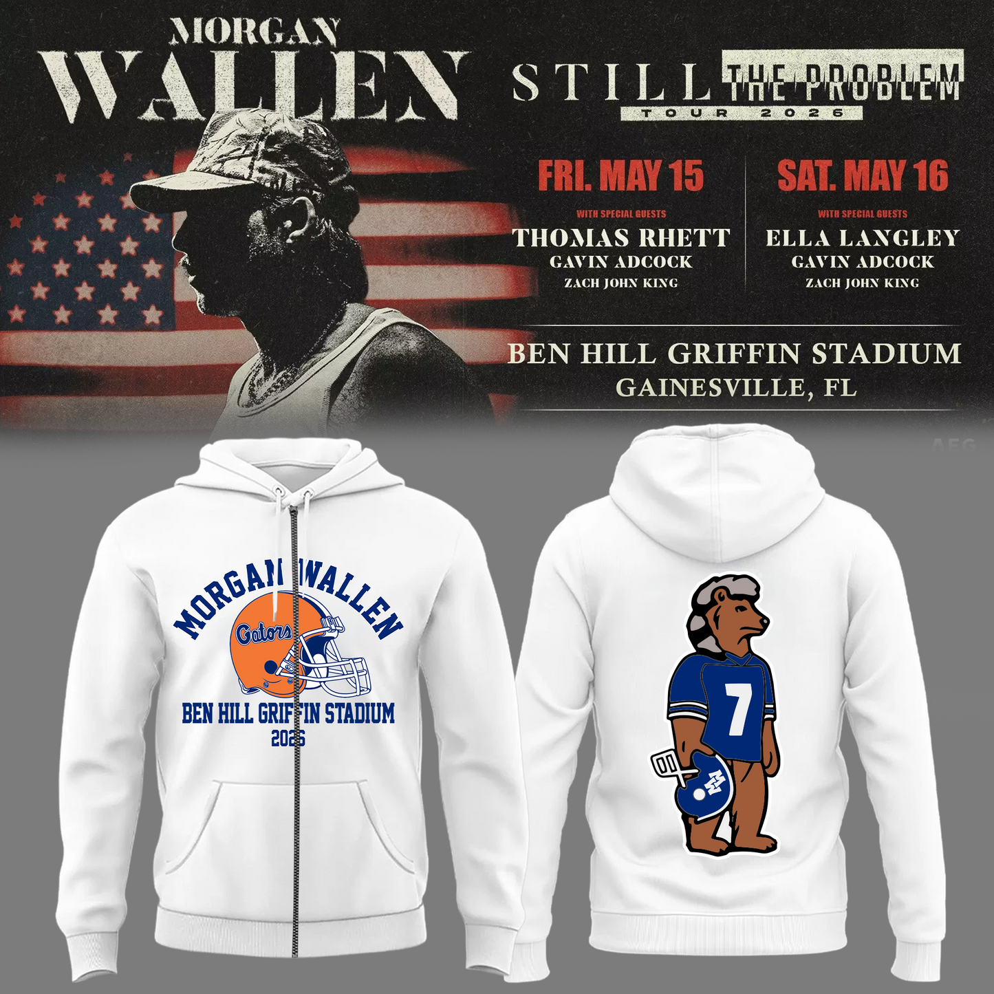 Limited Edition “Still The Problem Tour” At Ben Hill Griffin Stadium, Florida Gators Zip Hoodie