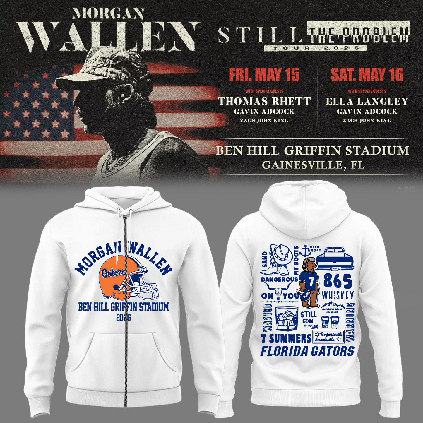 Limited Edition “Still The Problem Tour” At Ben Hill Griffin Stadium, Florida Gators Zip Hoodie