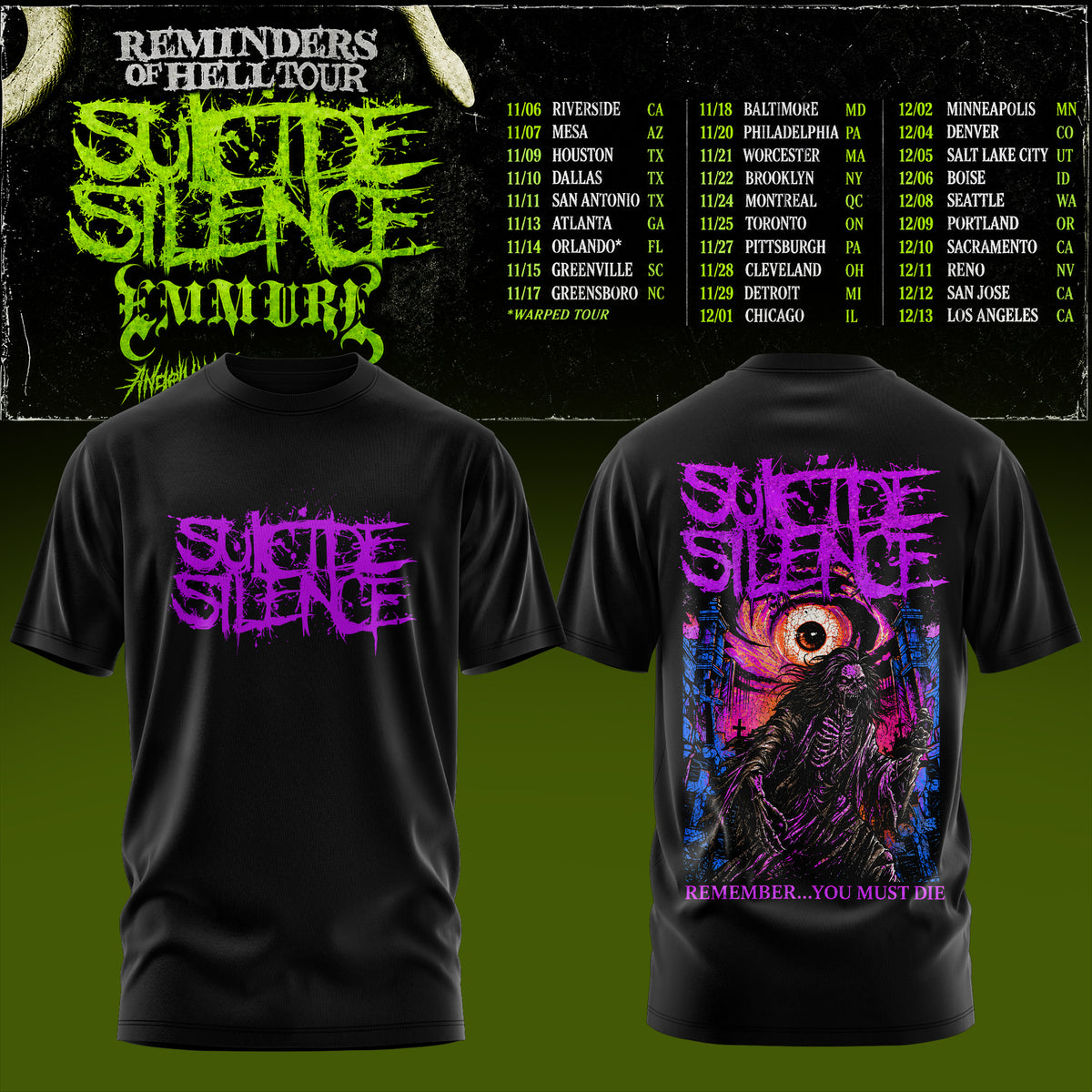 Suicide Silence Reminders Of Hell Tour T-Shirt