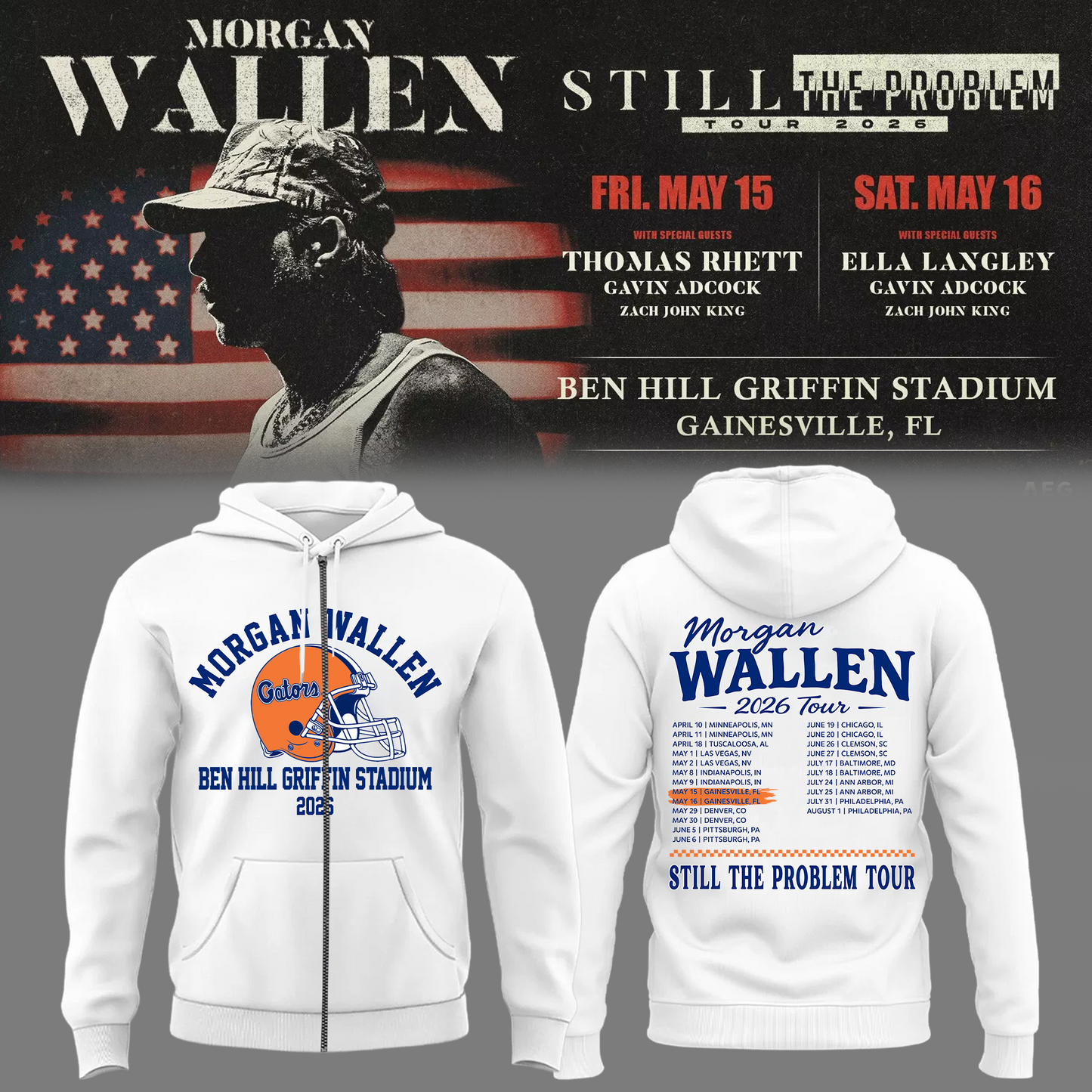 Limited Edition “Still The Problem Tour” At Ben Hill Griffin Stadium, Florida Gators Zip Hoodie
