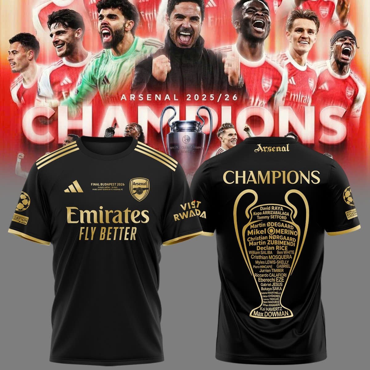 ,,Arsenal Champions League Winners 25/26 Jersey