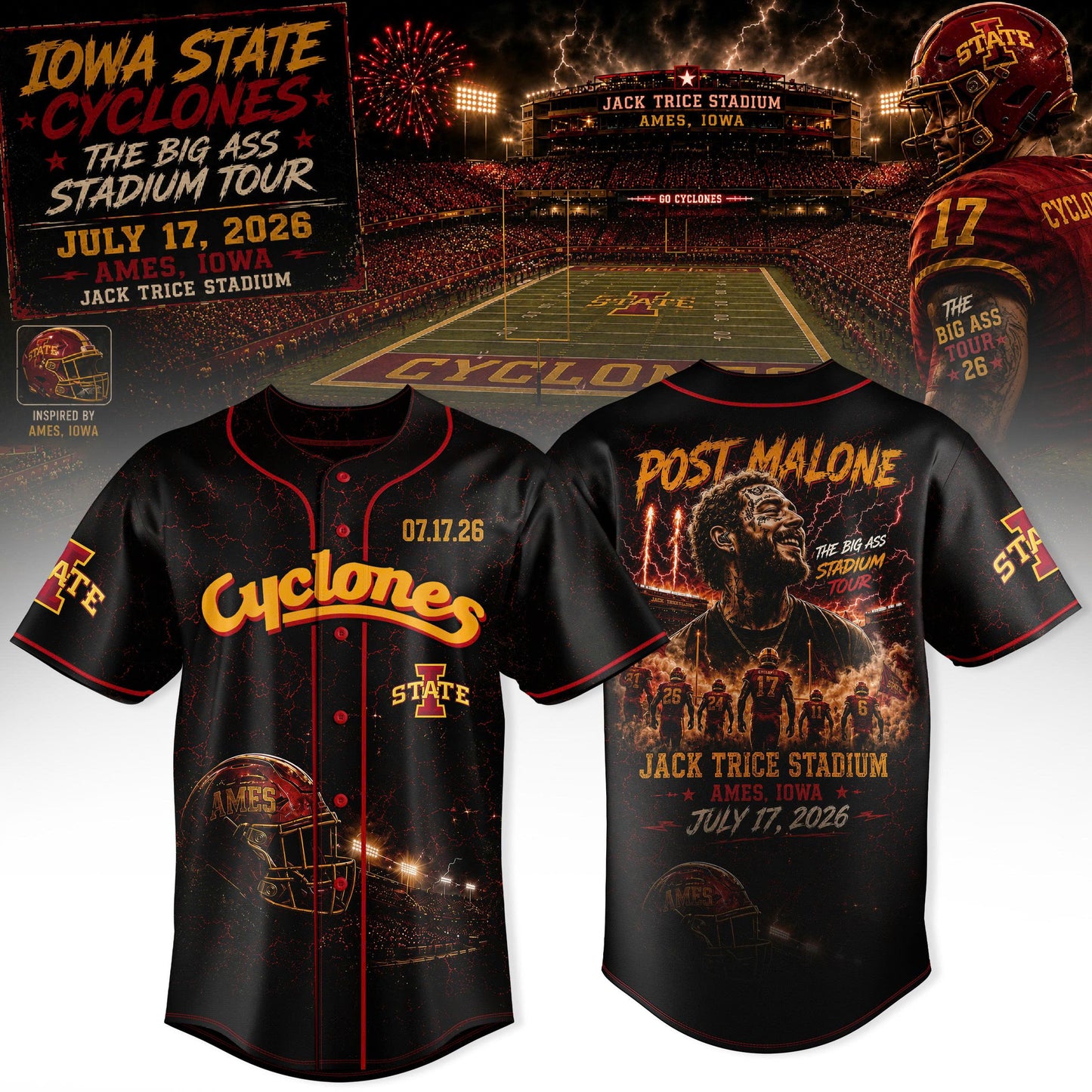 Post Malone Iowa State Cyclones Tour T-Shirt