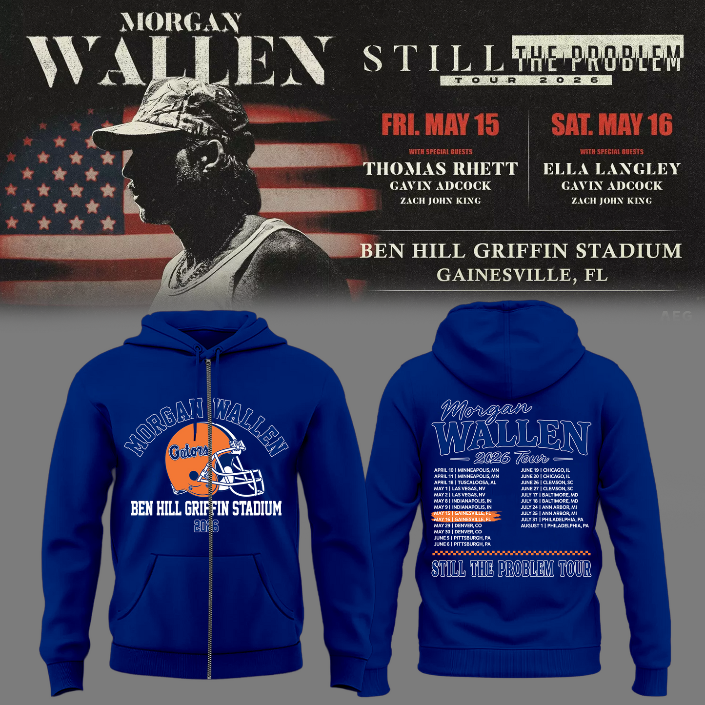 Limited Edition “Still The Problem Tour” At Ben Hill Griffin Stadium, Florida Gators Zip Hoodie