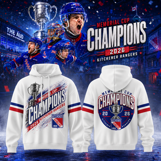 Kitchener Rangers 2026 Championship Memorial Cup White Hoodie
