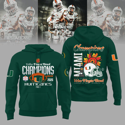 Miami Hurricanes College Football Playoff 2025 Fiesta Bowl Champions Combo Hoodie