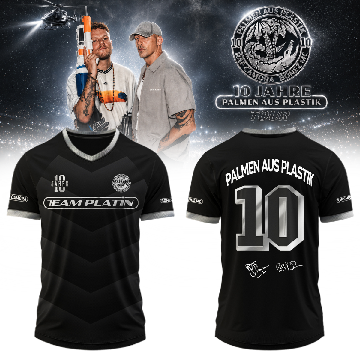 RAF Camora & Bonez MC “10 Jahre Palmen aus Plastik Tour” . Limited Edition Signature Jersey
