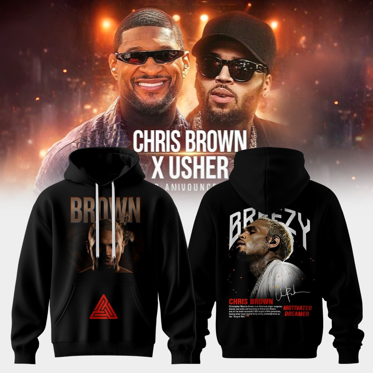 CHRIS BROWN x RAYMOND USHER – R&B TOUR 2026 Collection Hoodie