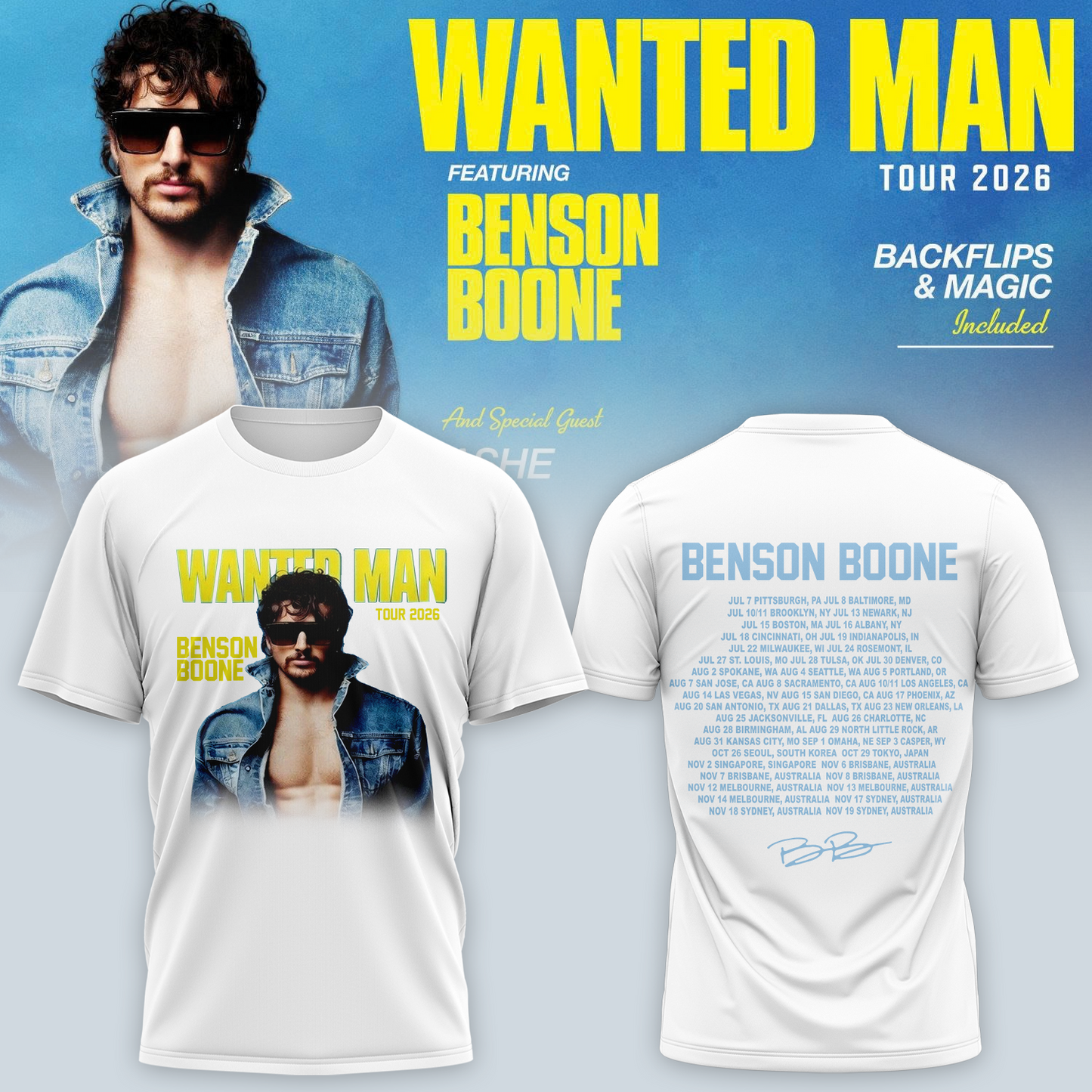 ..Benson Boone Wanted Man signed TShirt