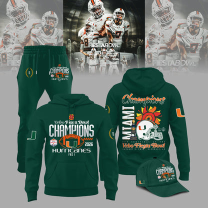 Miami Hurricanes College Football Playoff 2025 Fiesta Bowl Champions Combo Hoodie
