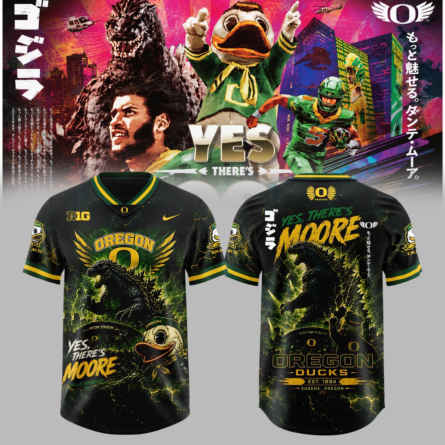 _ Oregon Ducks x Godzilla Edition Football Jersey