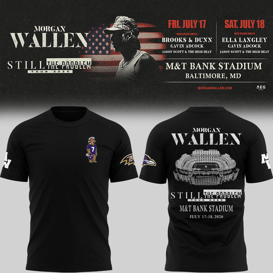 1.Special New Edition Baltimore Ravens x Morgan Wallen Black Tshirt 2026