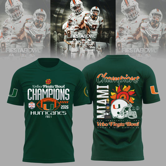 Miami Hurricanes College Football Playoff 2025 Fiesta Bowl Champions Combo T-Shirt
