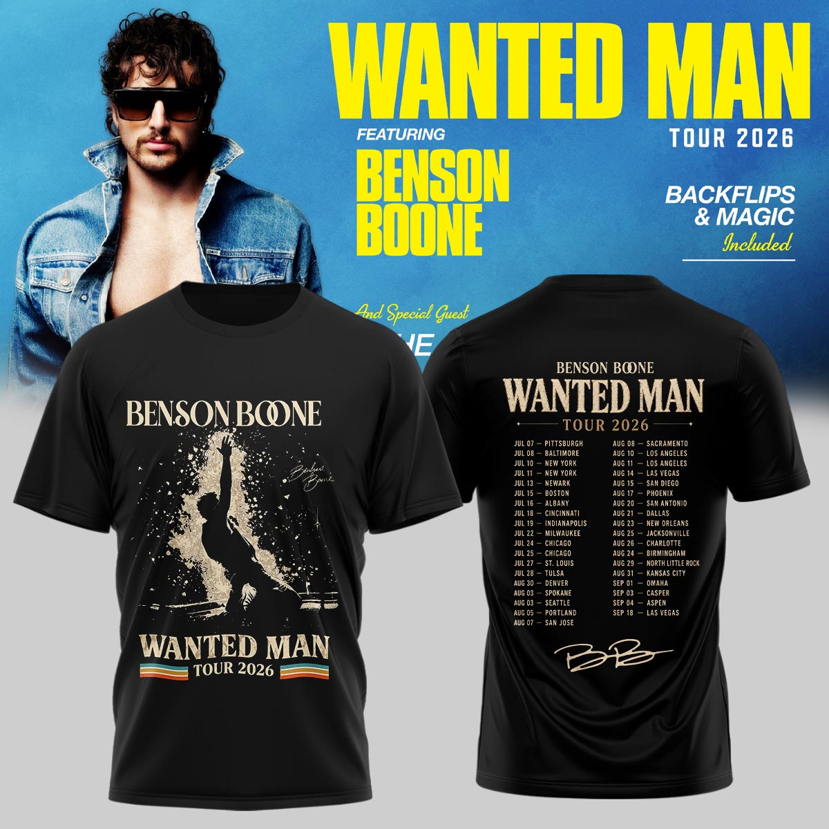 ..Benson Boone Wanted Man signed TShirt