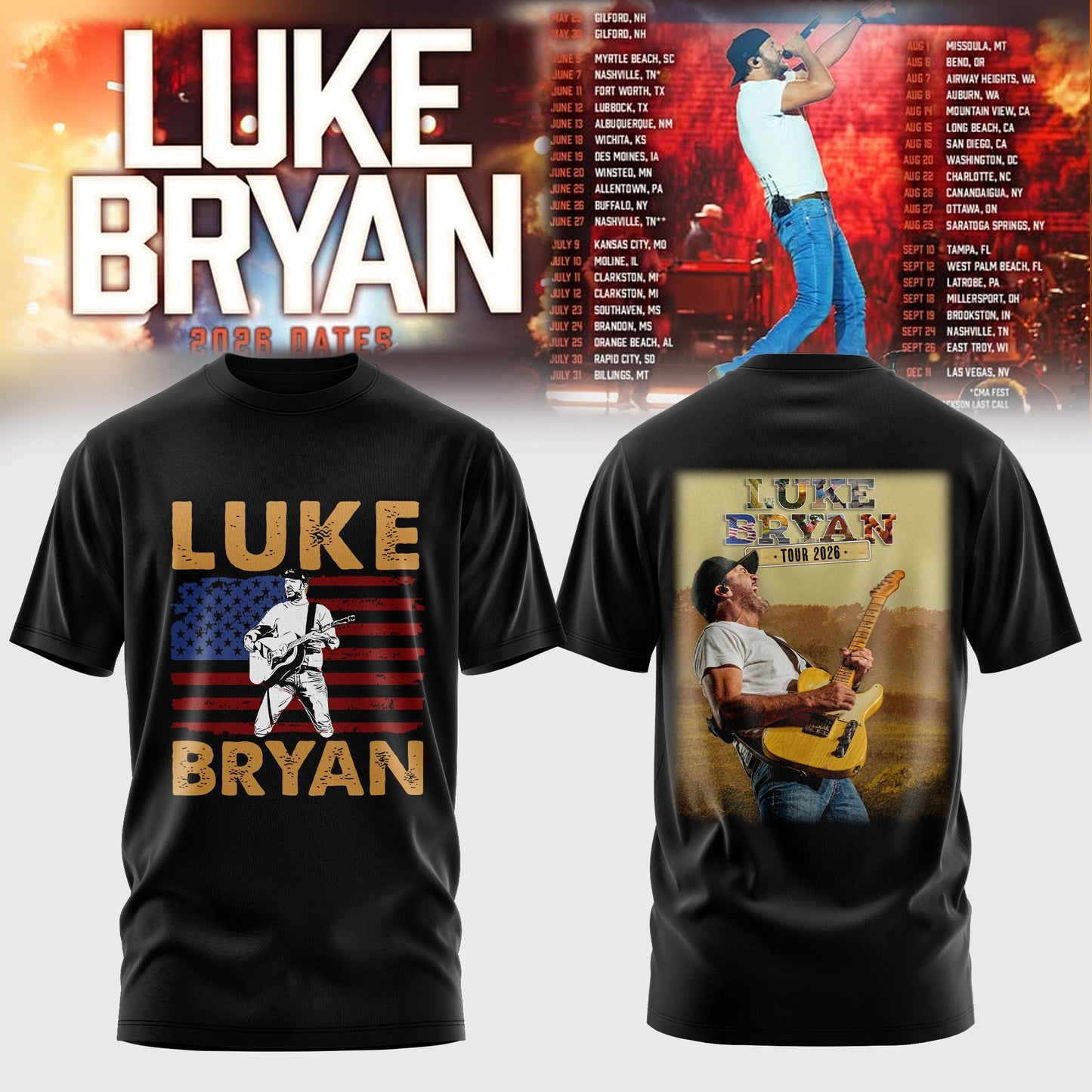 LUKE BRYAN 2026 TOUR MERCH – COUNTRY NIGHTS TEE