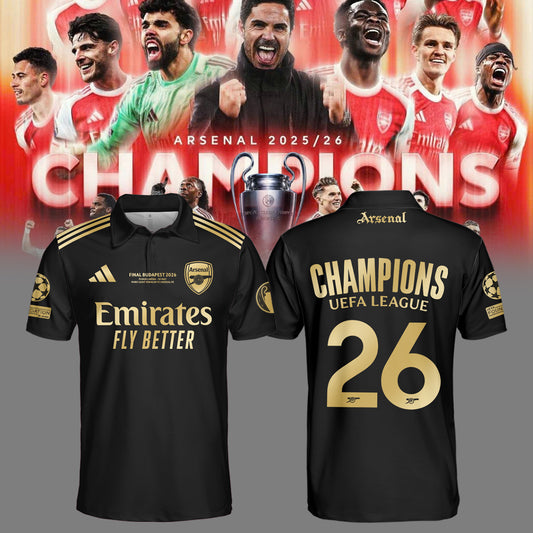 ,.Arsenal Champions League Winners 25/26 Polo