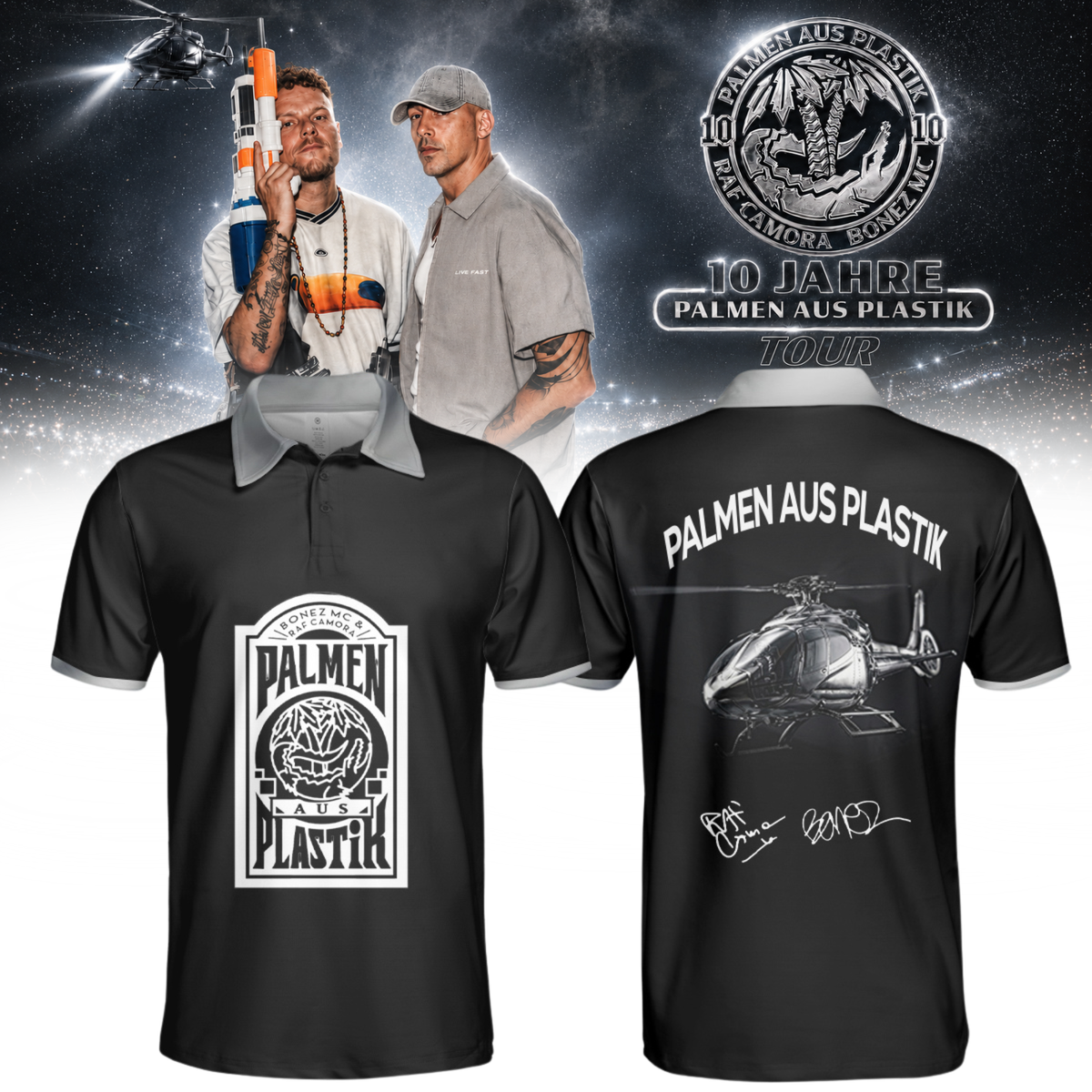 RAF Camora & Bonez MC “10 Jahre Palmen aus Plastik Tour” . Limited Edition Signature Polo
