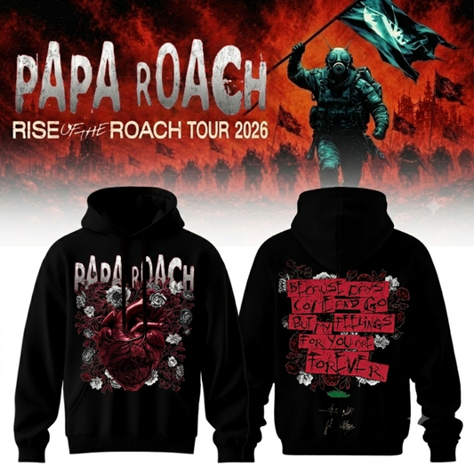 ,,.Papa Roach “Rise of the Roach Tour” 2026 Signed – Hoodie