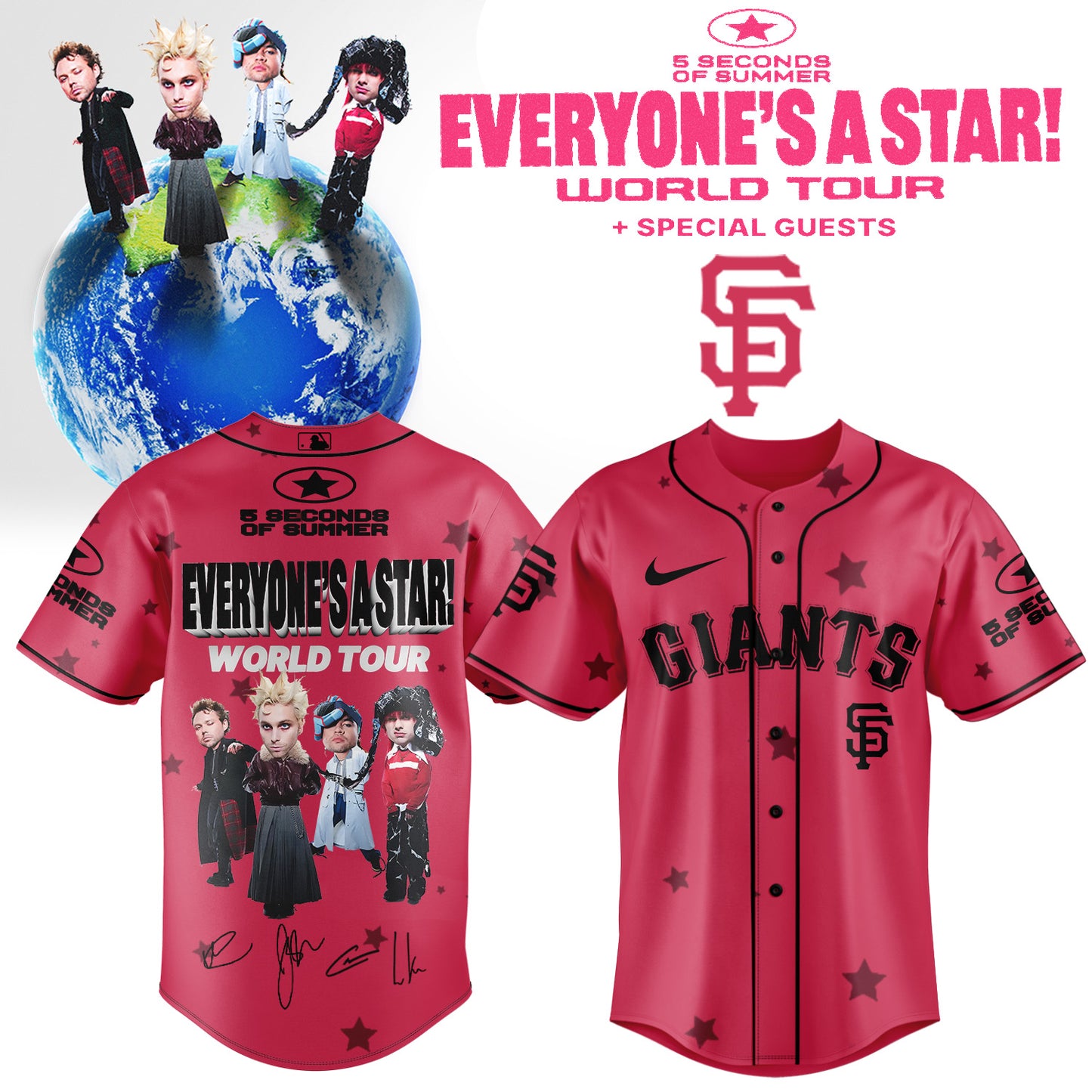 .Baseball US x 5SOS EVERYONE’S A STAR! World Tour Jersey