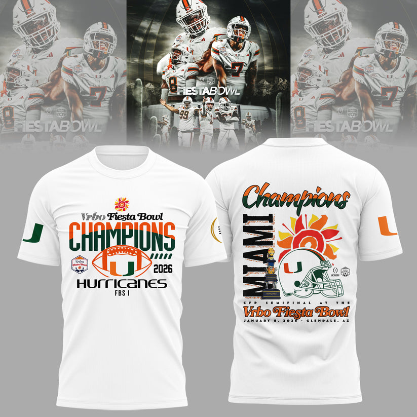 Miami Hurricanes College Football Playoff 2025 Fiesta Bowl Champions Combo T-Shirt
