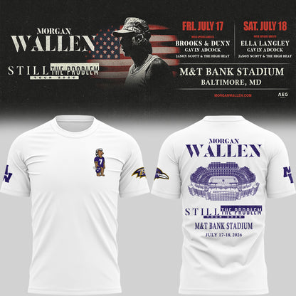 1.Special New Edition Baltimore Ravens x Morgan Wallen White Tshirt 2026