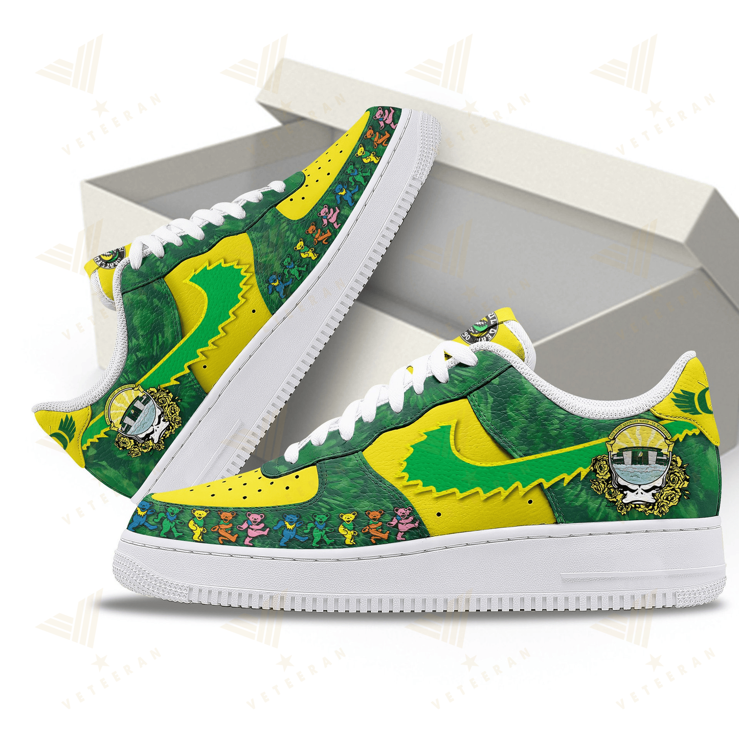 Greateful Dead Oregon Duck Grateful Ducks Nike Air Force One Shoes