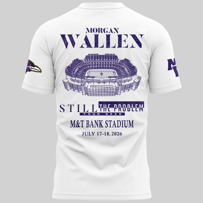 1.Special New Edition Baltimore Ravens x Morgan Wallen White Tshirt 2026
