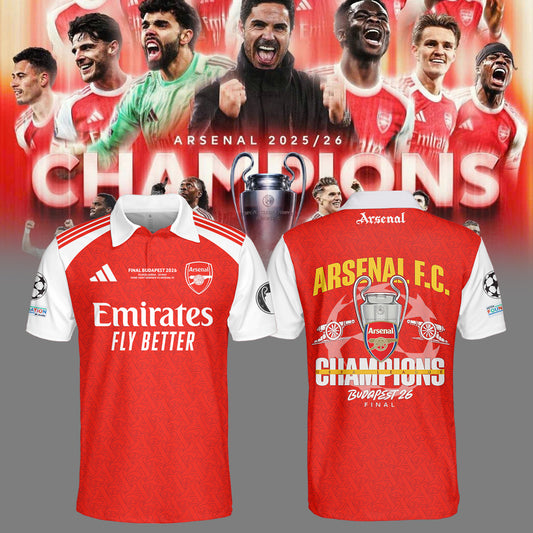 ,.Arsenal Champions League Winners 25/26 Polo