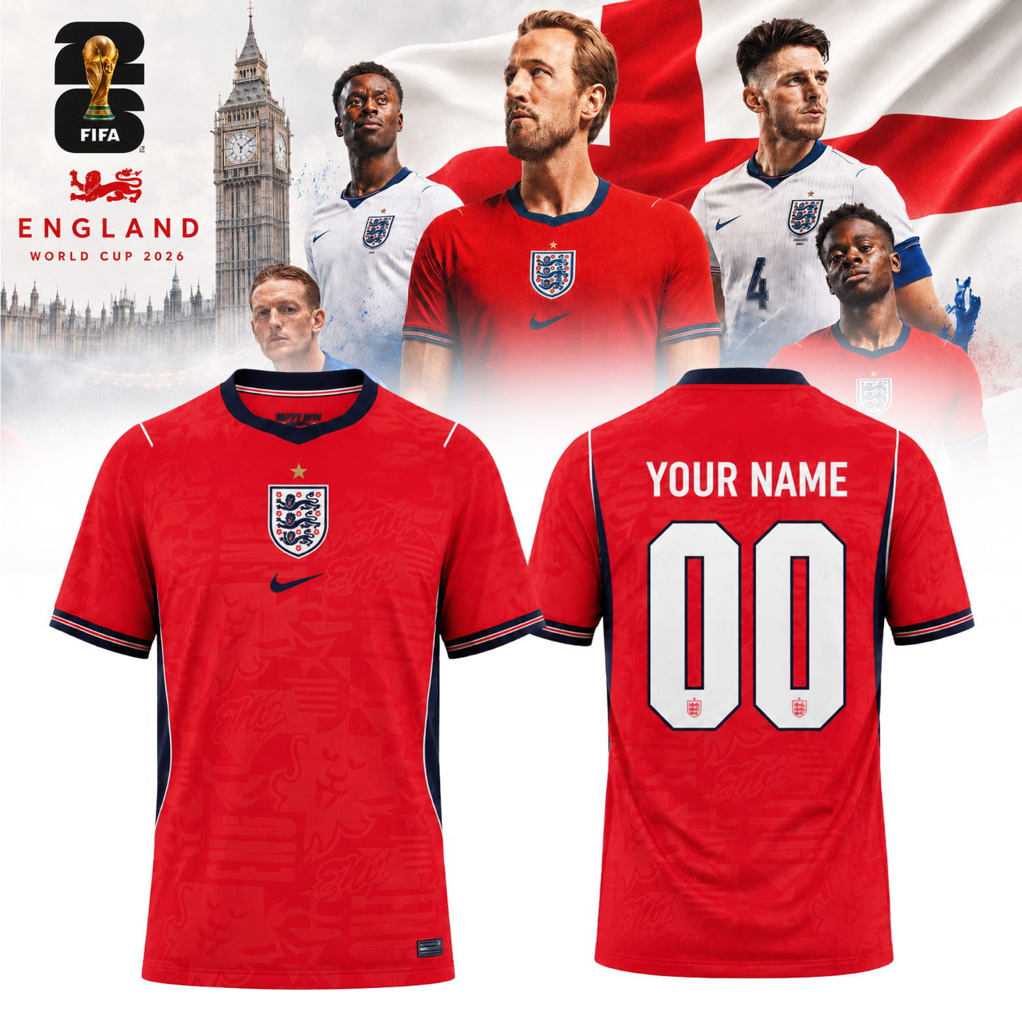 .England x Fifa World Cup 2026 Jersey