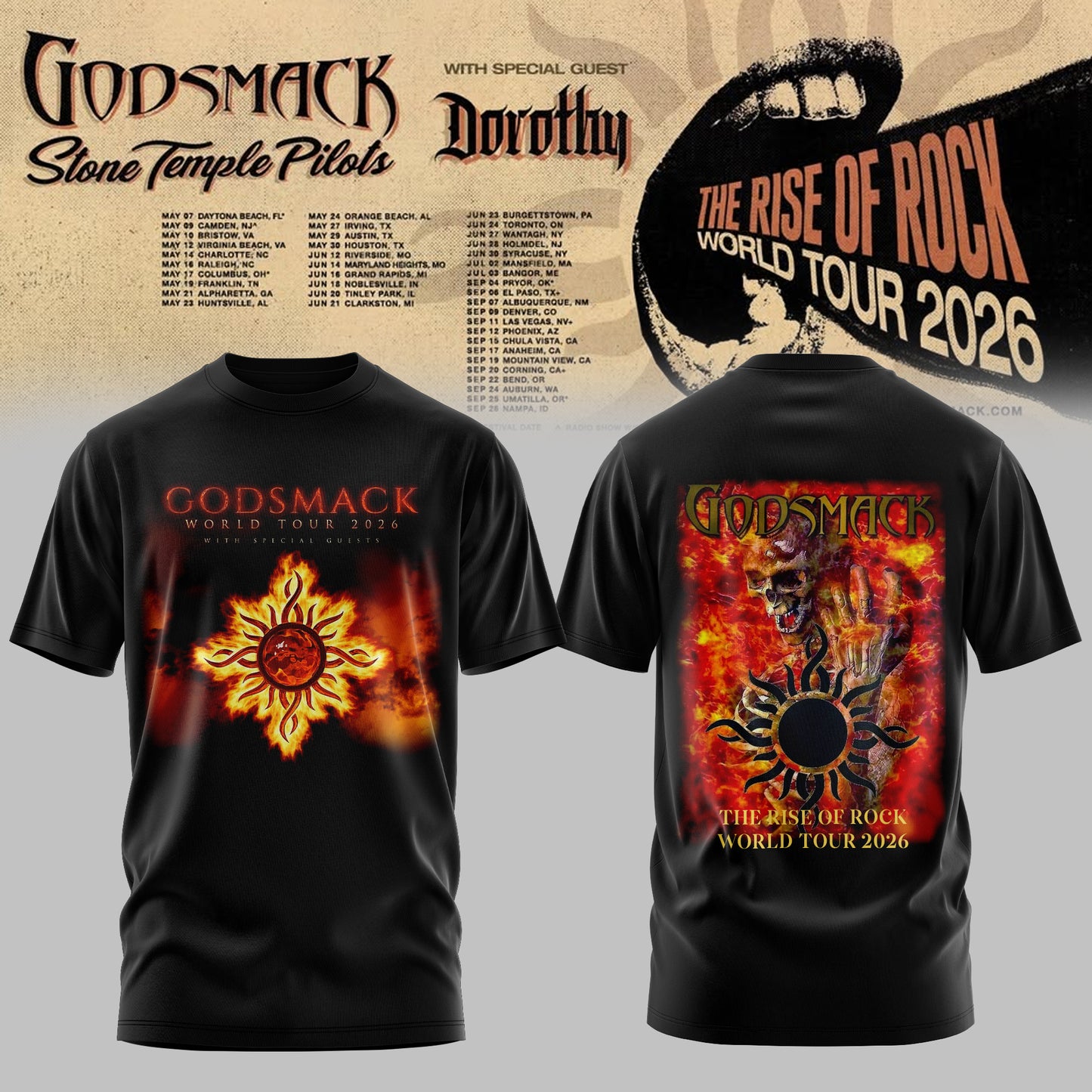 GODSMACK – THE RISE OF ROCK WORLD TOUR 2026 TEE